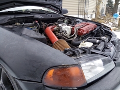 the heart! B18B1 non vtec, cold air intake, focuz header, PS delete, semi tucked harness